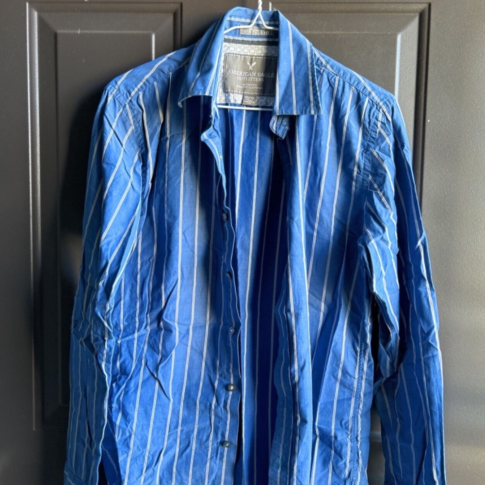 American Eagle Outfitters Shirt Mens XS Vintage Fit Blue Stripe Button Up